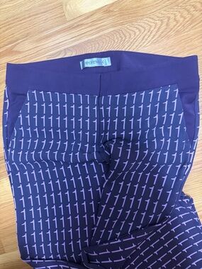 Sportmax Navy and Purple Geometric Print Trousers
